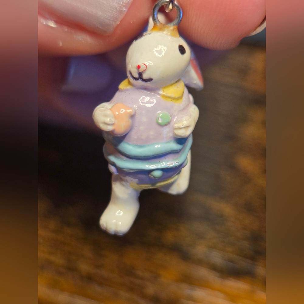 Bunnies Dressed As Easter Eggs Dangle Earrings with Pastel Colors - Picture 5 of 8